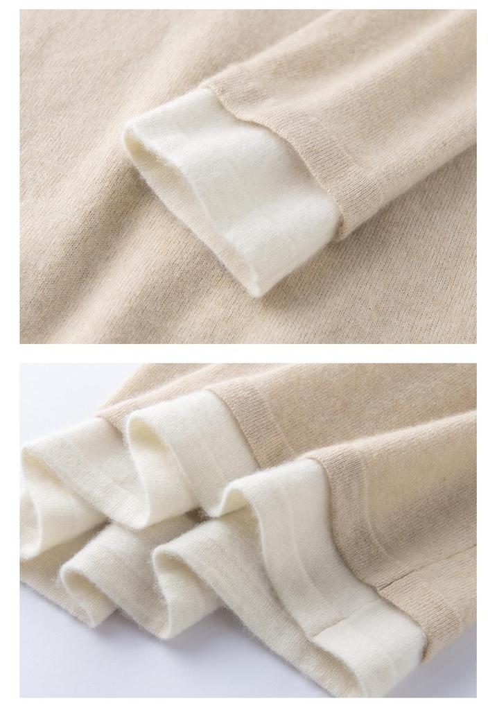 Women's Autumn Winter Patchwork Cashmere Round Neck Loose Pullover Knitwear