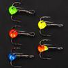 10 Pcs/box High Carbon Steel Mini   Head  Hook Colorful 3-claw Winter Ice Fishing Fishhook Outdoor Fishing Tackle 6# 8# 10#