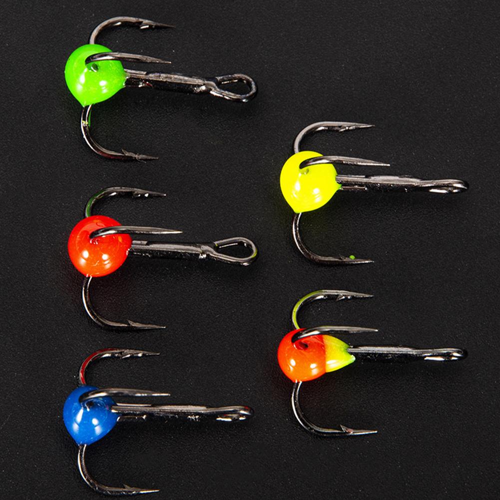 10 Pcs/box High Carbon Steel Mini Head Hook Colorful 3-claw Winter Ice Fishing Fishhook Outdoor Fishing Tackle 6# 8# 10#