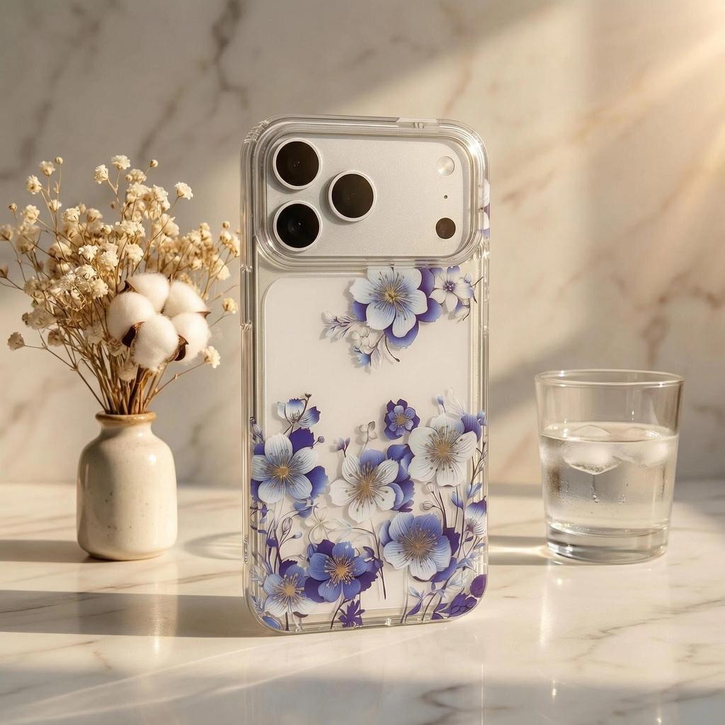 Applicable To Iphone17promax Mobile Phone Case, Colorful Laser Flower Apple 18 Anti-drop 17Pro Transparent Case