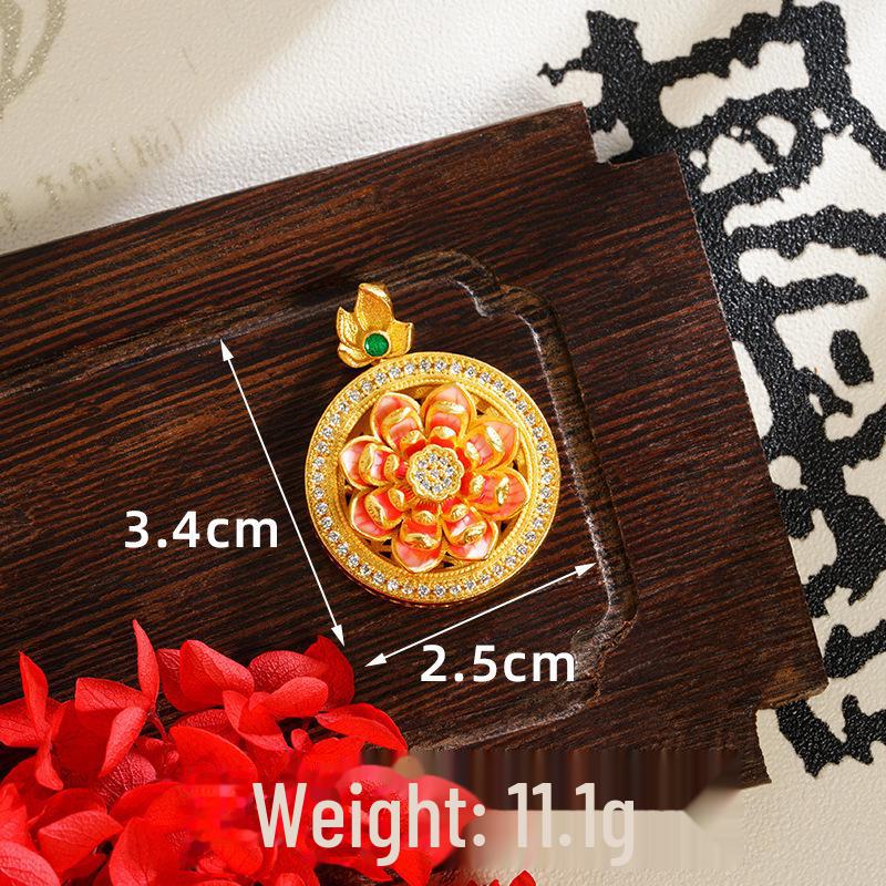 Ancient Gold Sand Eight-Treasure Compass Blessing Necklace - Chinese Retro Copper Alloy Jewelry