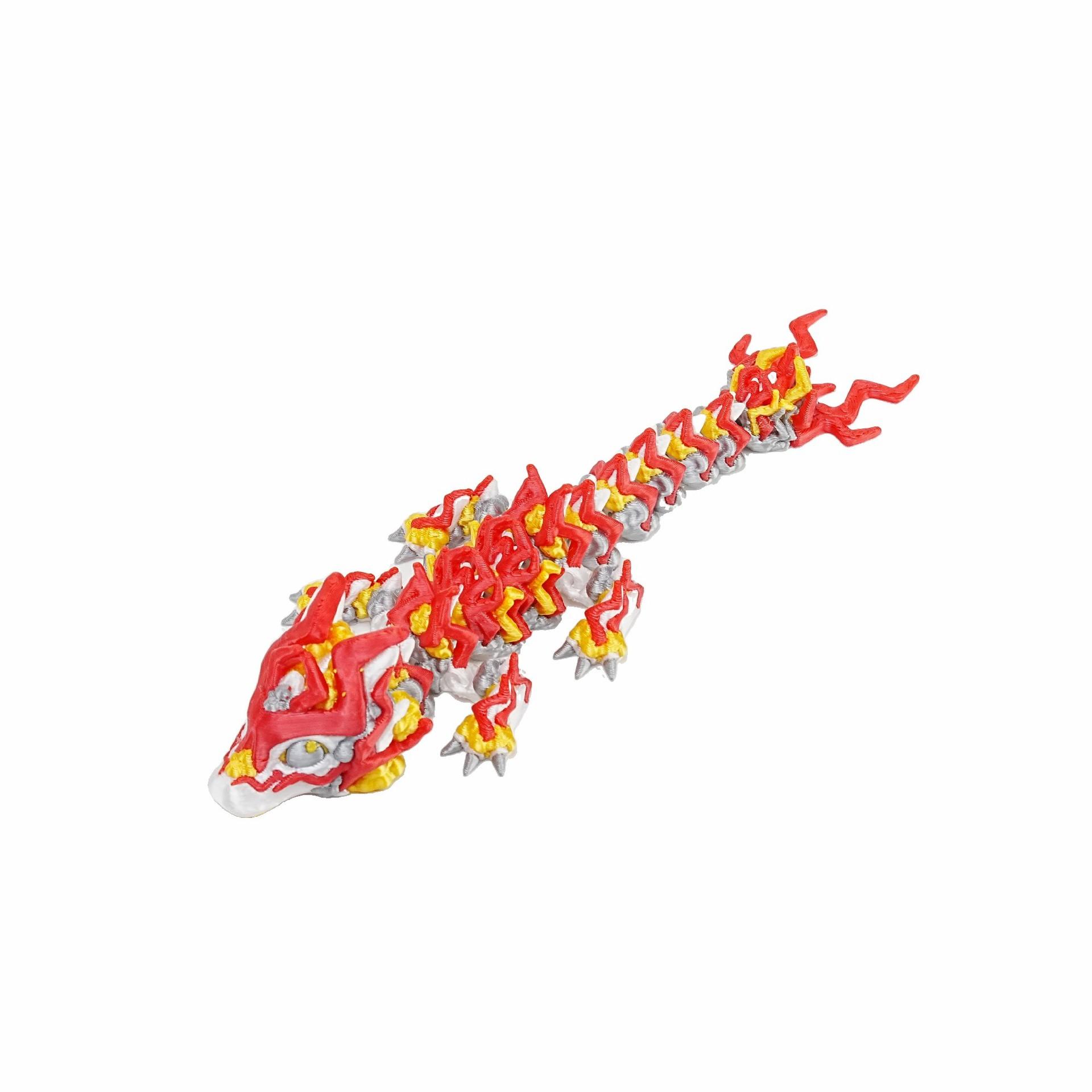 

3D Printed Cool Lightning Dragon Toy Joint Movable Simulation Animal Dragon Model Home Decor Ornaments Kids Collection Gift 17cm красный