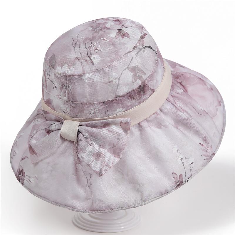 

Тонкая органза шляпка-горшок женская летняя дорожная темпераментная элегантная шляпа-рыбачка дышащая прохладная шляпа тень M（56-58cm）
