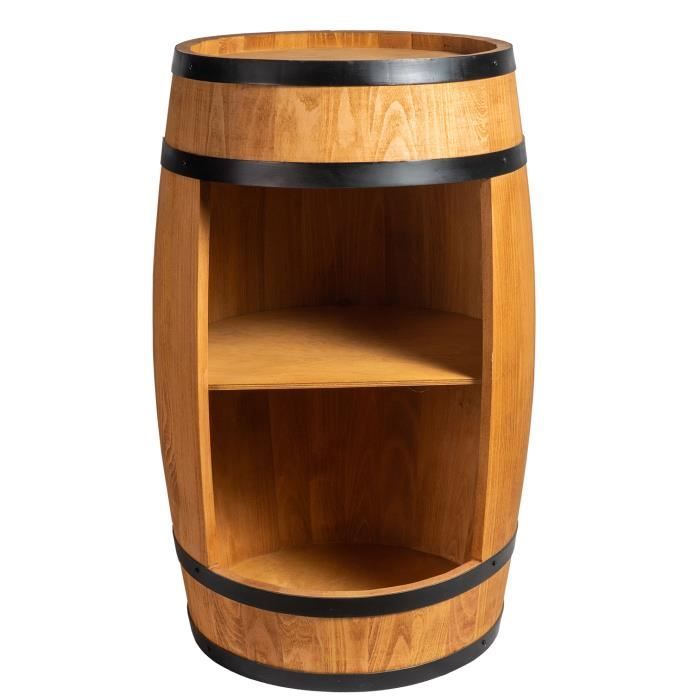 Creative Cooper Wooden Barrel Cabinet Bar Storage Furniture Alcohol Bottle Wine Rack and Drinks Minibar 80cm Oak