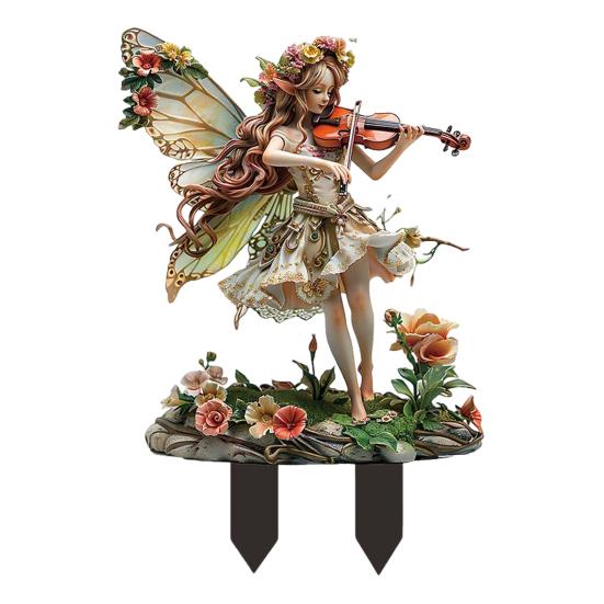 Fairy Tale Garden Stake 2D Flat Acrylic Decorative Stake Weatherproof Goddess Fairy Decoration with Stake for Home Patio Outdoor Decoration