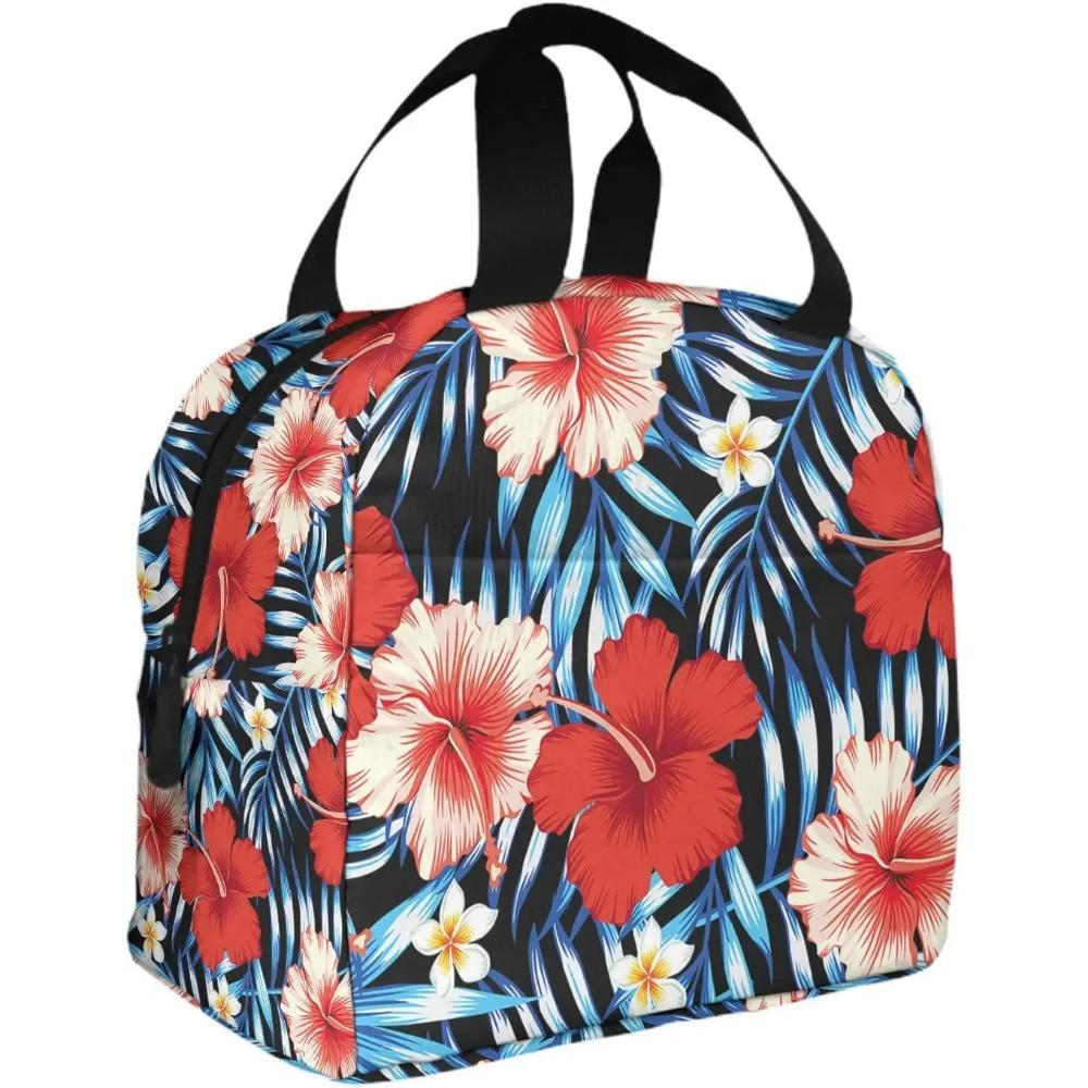 

Красный Гибискус Большая Изолированная Сумка Для Ланча Синие Тропические Листья Гавайи Цветочный Ланч-бокс для Мальчиков Девочек Мужчин Женщин Работа Школа Пикник 22x20x13CM зелёный