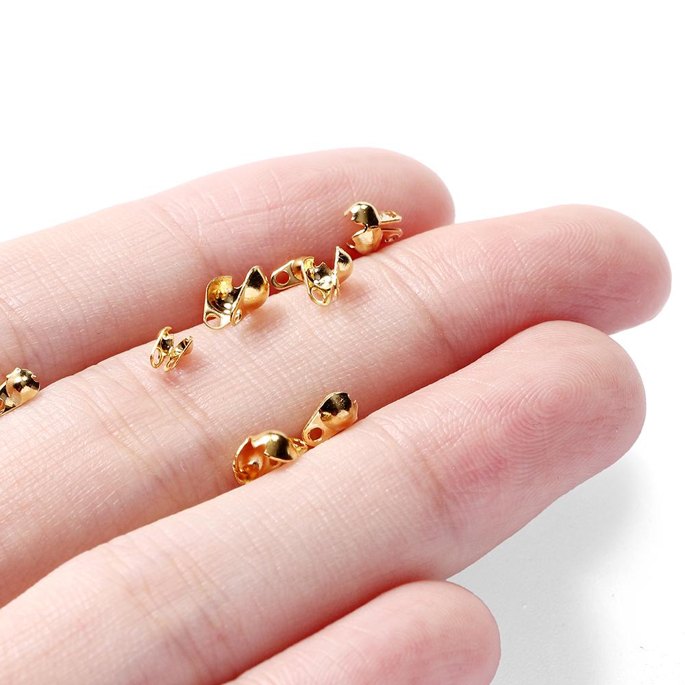 50pcs/lot Stainless Steel  Ball Chain Clasps End Crimping Cover Beads Connector For DIY Jewelry Making Supplie Accessories
