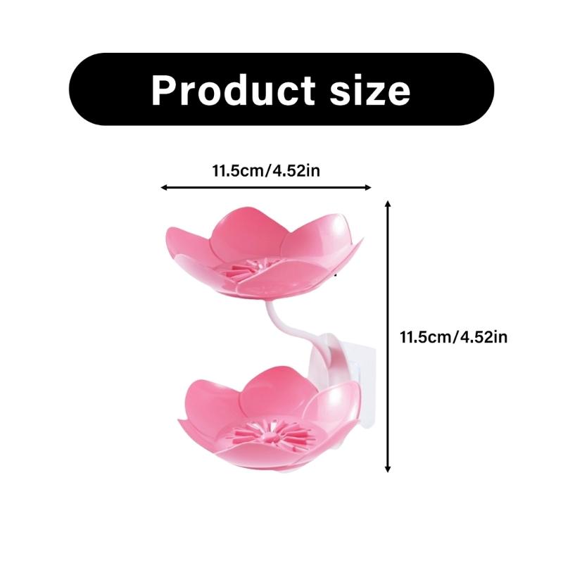 Doppelschichtige Lotusförmige Wandmontierte Seifenschale mit Starkem Kleber Selbstentwässerndes Design Kein Bohren Erforderlich für Badezimmer Dusche Küche