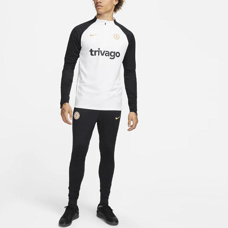 Nike Chelsea F.C. Strike Winter Warrior Letter Print Color Block Training Long Sleeve Football Shirt Men Tops White DX2857-101