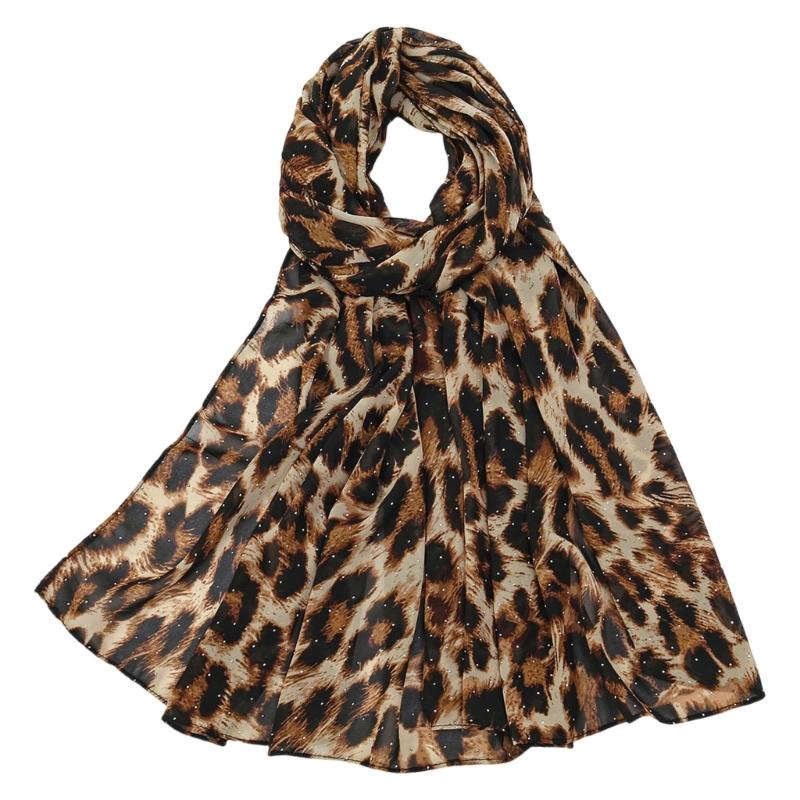 

Leopard Pattern Scarf Lightweight Polyester Neckerchief Shawl Elegant Head Wrap Lady Girls Fashion Accessory