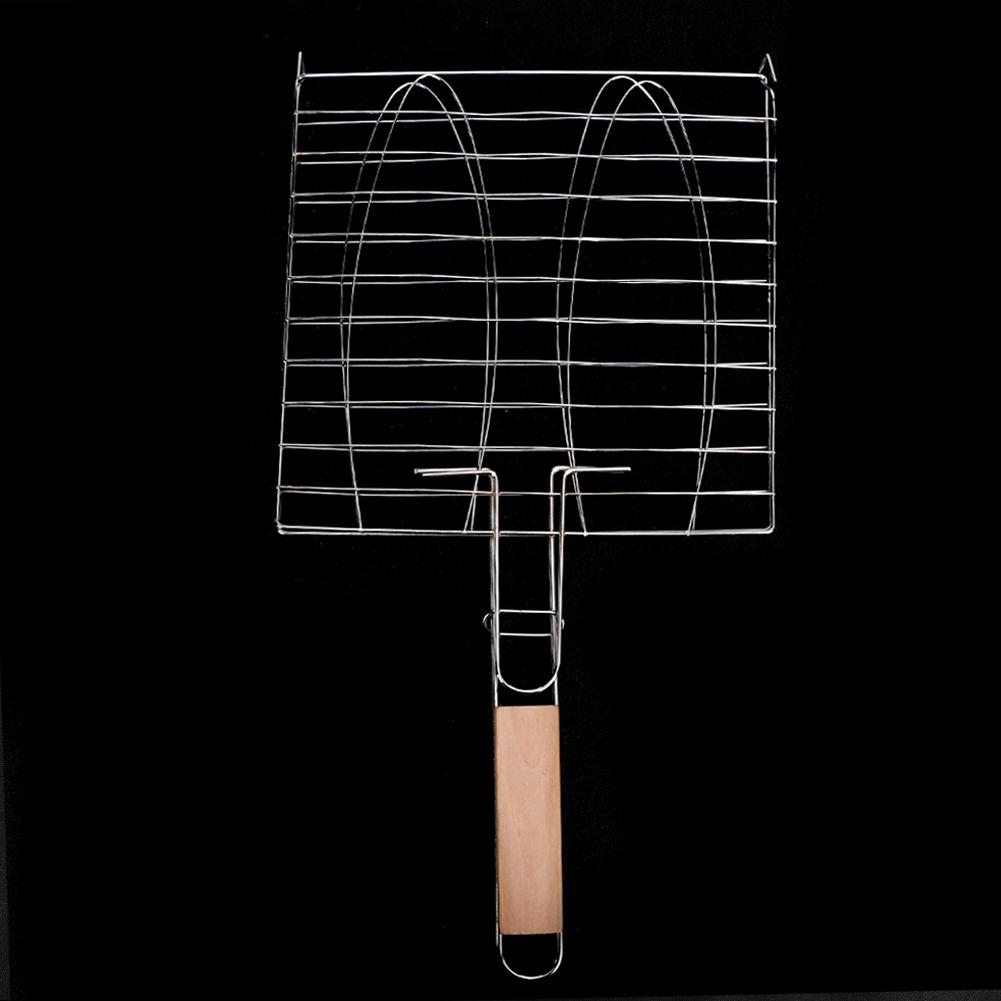 Stainless Steel Non Stick Handle BBQ Net Barbecue Mesh Fish Meat Grill Basket for BBQ Oven