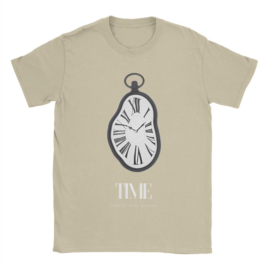 Time Salvador Dali Clocks Men T Shirts Aesthetic Art Hipster Tees Short Sleeve Crewneck T-Shirt Pure Cotton 6XL Clothes