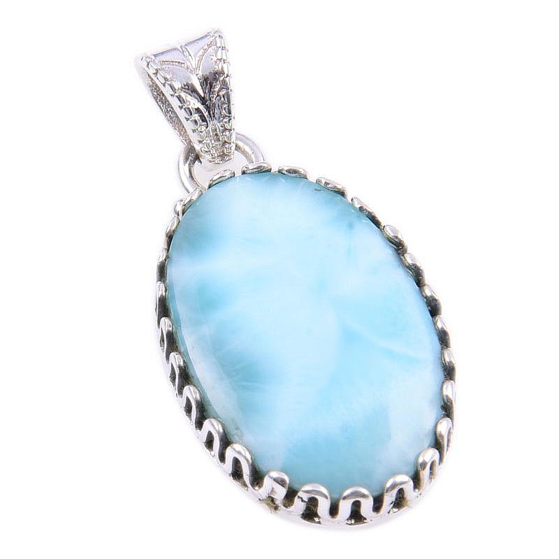 Natural Republic Larimar Gemstone 925 Solid Sterling Silver Pendant 1.50'' e9l33