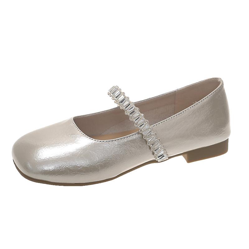 

French rhinestone thick heel Mary Jane shoes women s summer 2025 new fashion versatile fairy style temperament small single shoes 35 шампанского