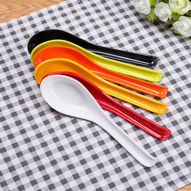 Xiangyuanmei Long Handle Colorful Melamine Soup Spoon - Imitation Porcelain for Hotel and Restaurant Use