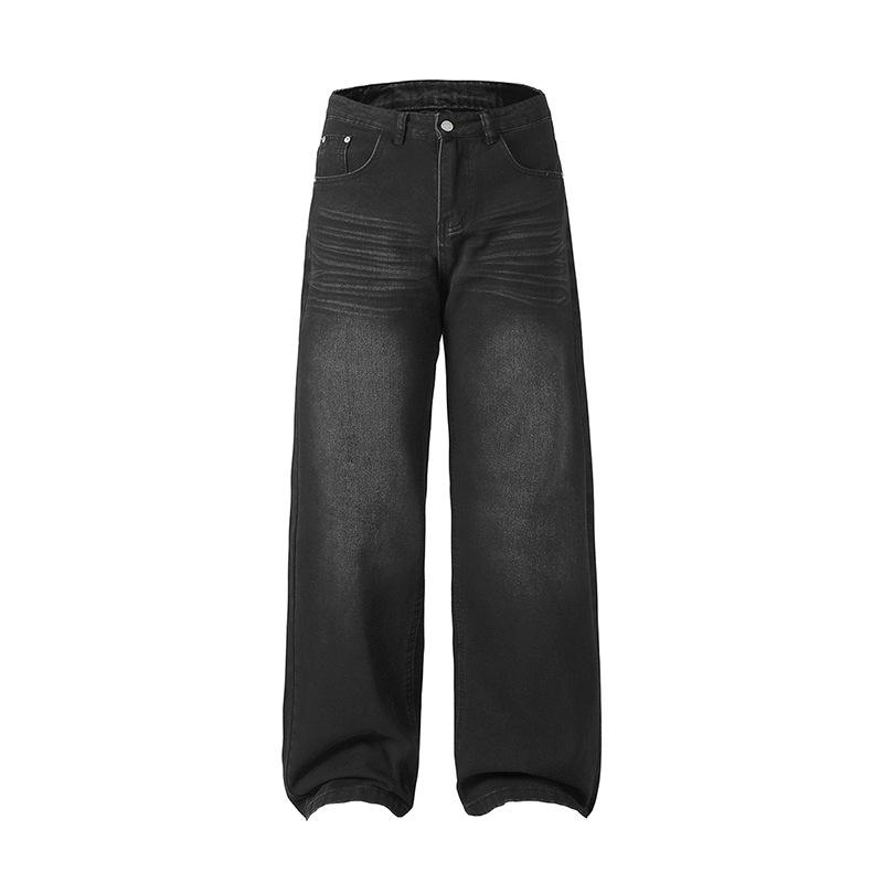 

Мужские свободные прямые и универсальные брюки с широкими штанинами 2XL чёрный