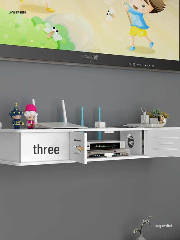 Wall-Mounted No-Drill WiFi Router and TV Set-Top Box Shelf for Living Room/Bedroom