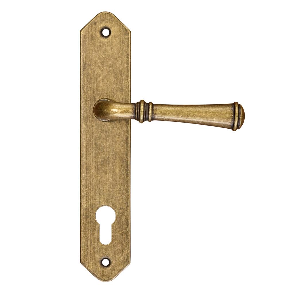 HAMILTON Door Handle with Escutcheon for 72mm Cylinder, ANTIQUE GOLD