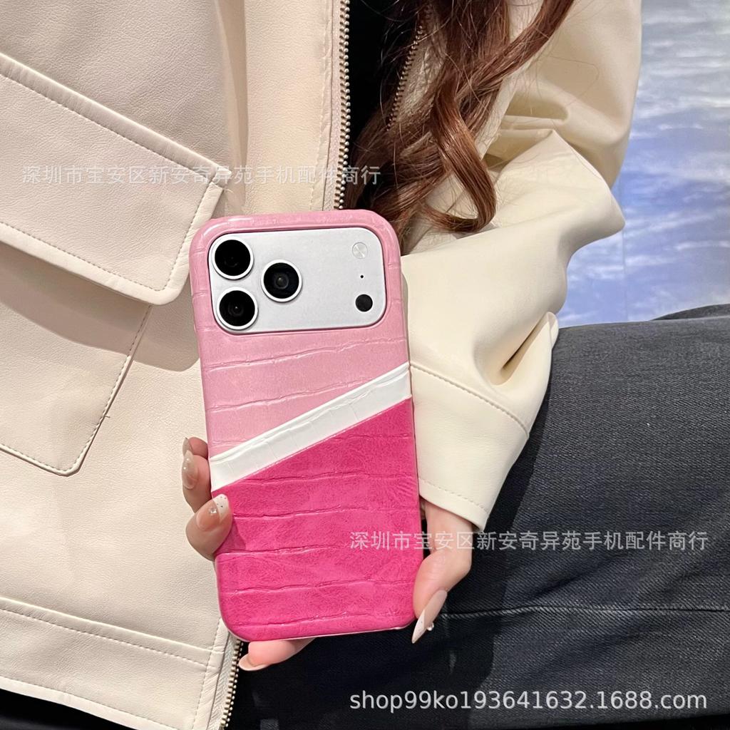 Premium Leather Alligator Pattern Mobile Phone Case, Suitable for iPhone17Promax Dual-plug Card Bag, Apple Protective Case.