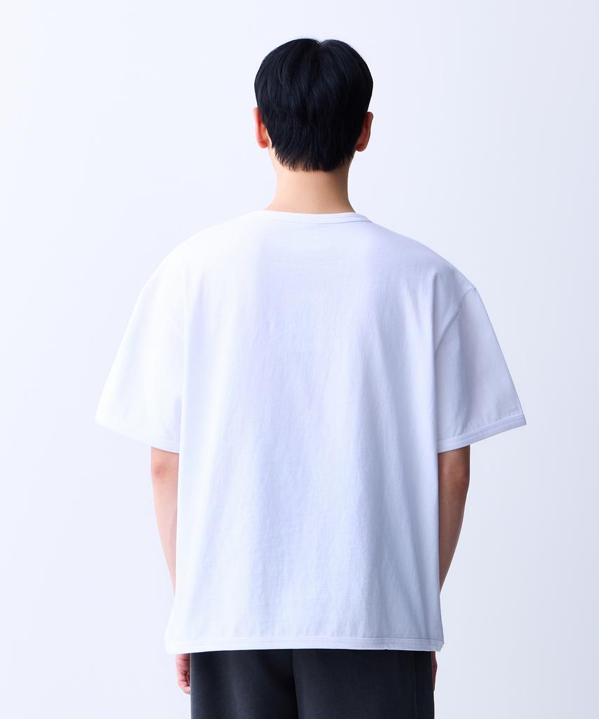 ADERNM Double Stitch Neck Binding Minimalist T-Shirt White