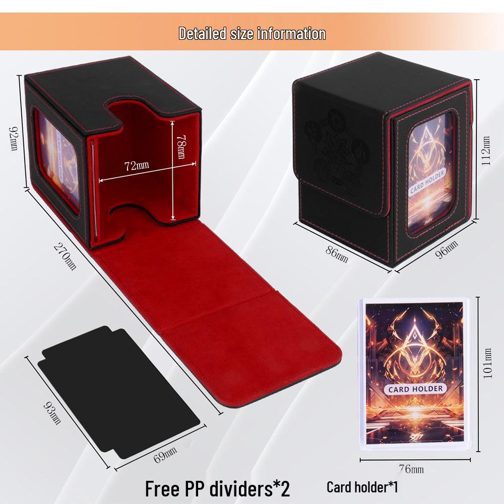 Windowed PU Leather Card Box for 100+ Yu-Gi-Oh, Hero Duel, MTG Cards