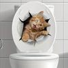 1pc 2DFlat Realistic Kitten Toilet Sticker Mischievous Wink Tongue Removable Vinyl Decal Bathroom Sticker Decoration Accessories