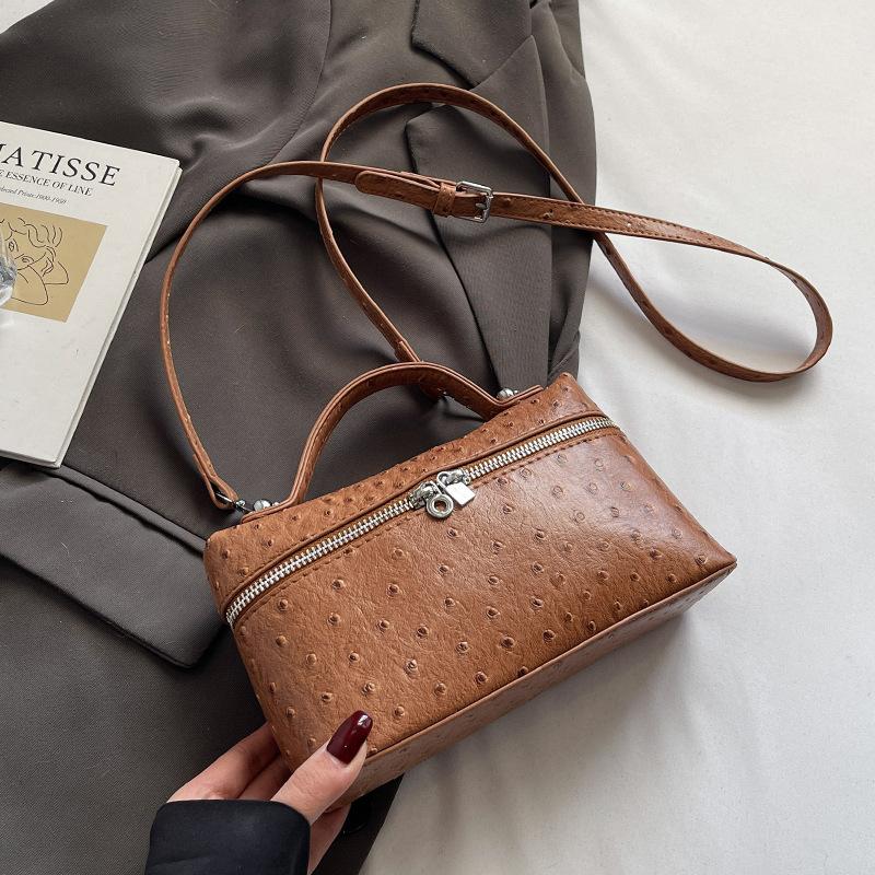 Trendy New Products Personalized Ostrich Pattern Portable Small Square Bag Women's Fashion Commuting Versatile High Sense Messenger Bag