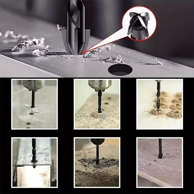 4PCS high-Hardness Skew Head Eccentric Drill Bits For Tiles/ Glass/Metal/Wood Drilling Tools 6-12mm Drill Bits Set