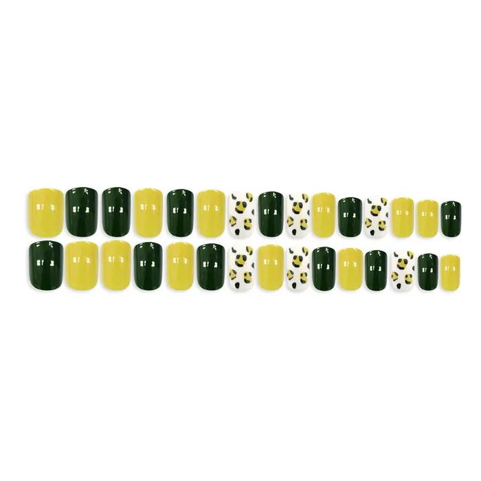 MEGA K TIPS - Lime Leopard 30tips + Double-sided Tape for Nail Tips