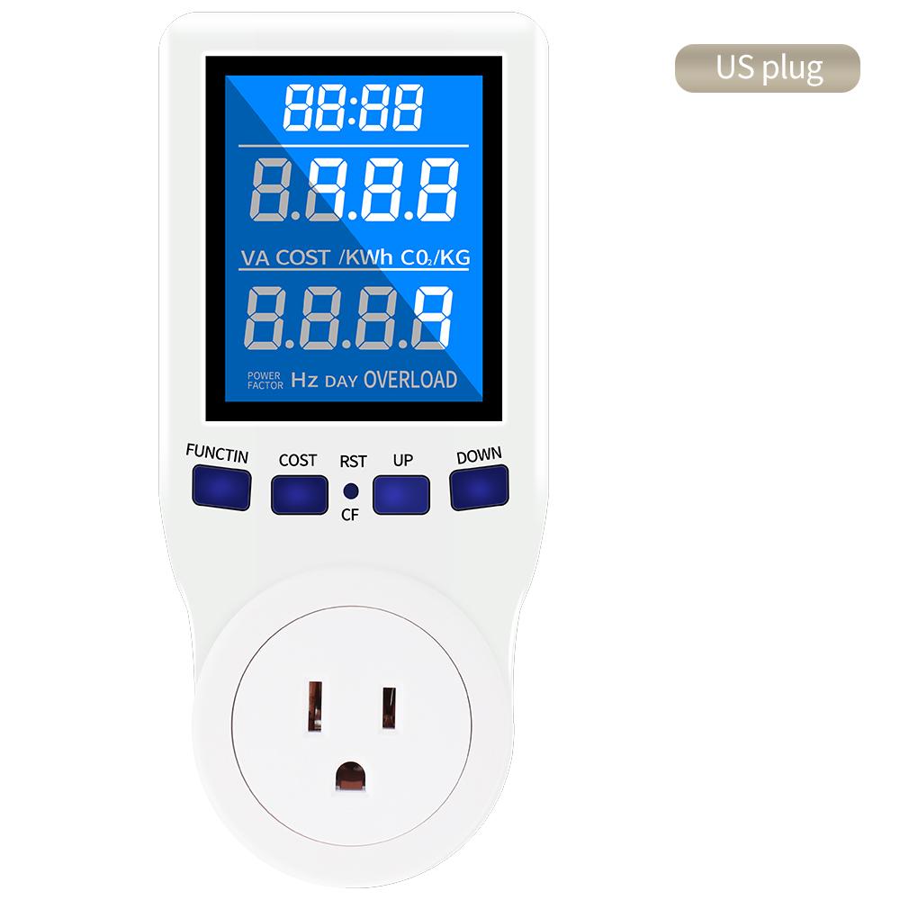 Power Meter AC 110/230V Electricity Consumption Monitor Wattage Kwh Energy Meter EU US UK Plug Outlet Power Analyzer LCD Display