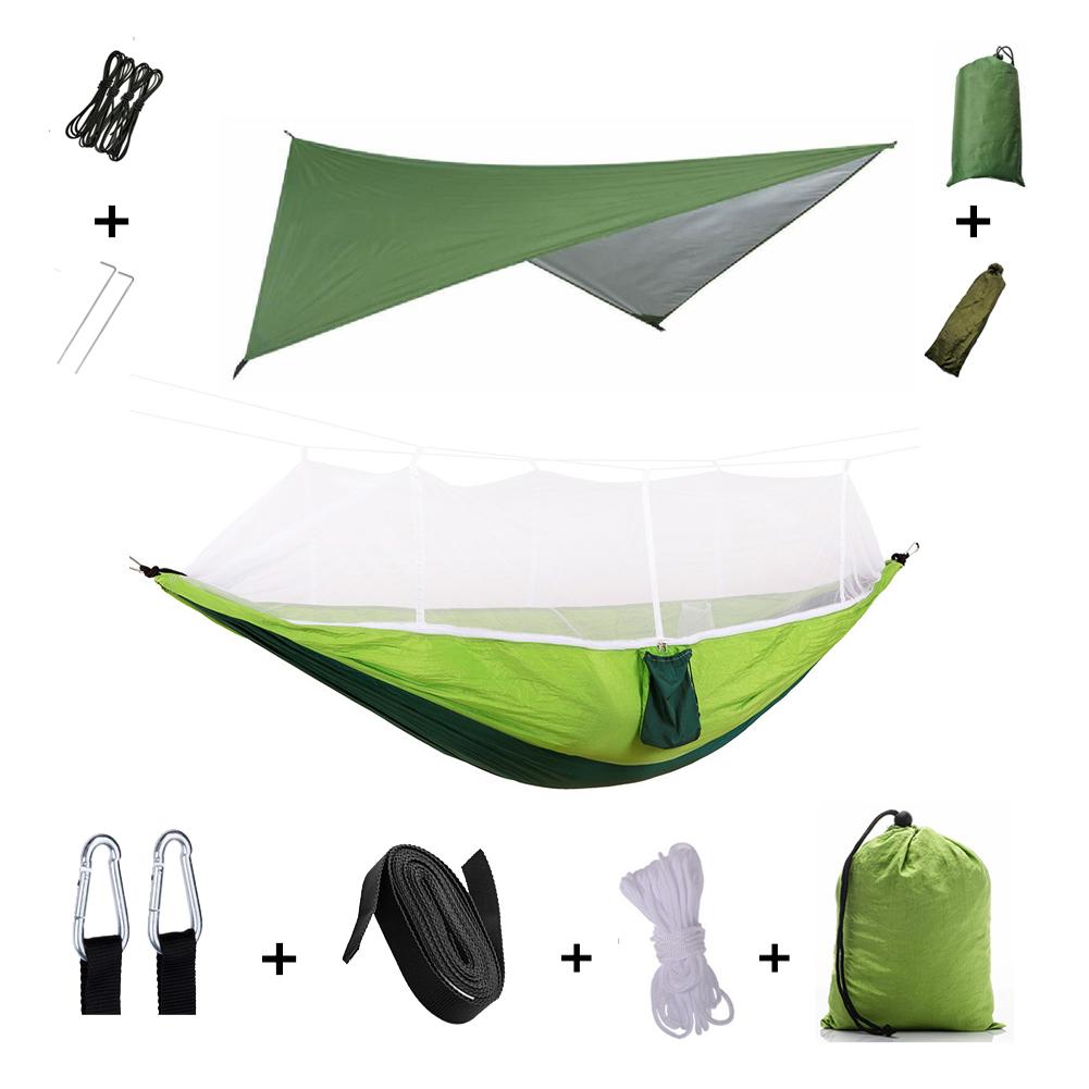 Anti Outdoor Camping Hammock With Mosquito Net And Rain Tent Equipment Supplies Shelters Camp Bed Survival Portable Hammock Soft and Comfortable