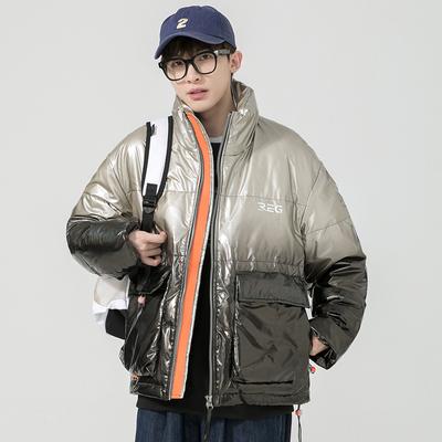 Men's White Duck Down Down Jacket Winter Trendy Brand Stand Collar Jacket Warm and Thickened Men's Hong Kong Style Gradient Down Jacket Men