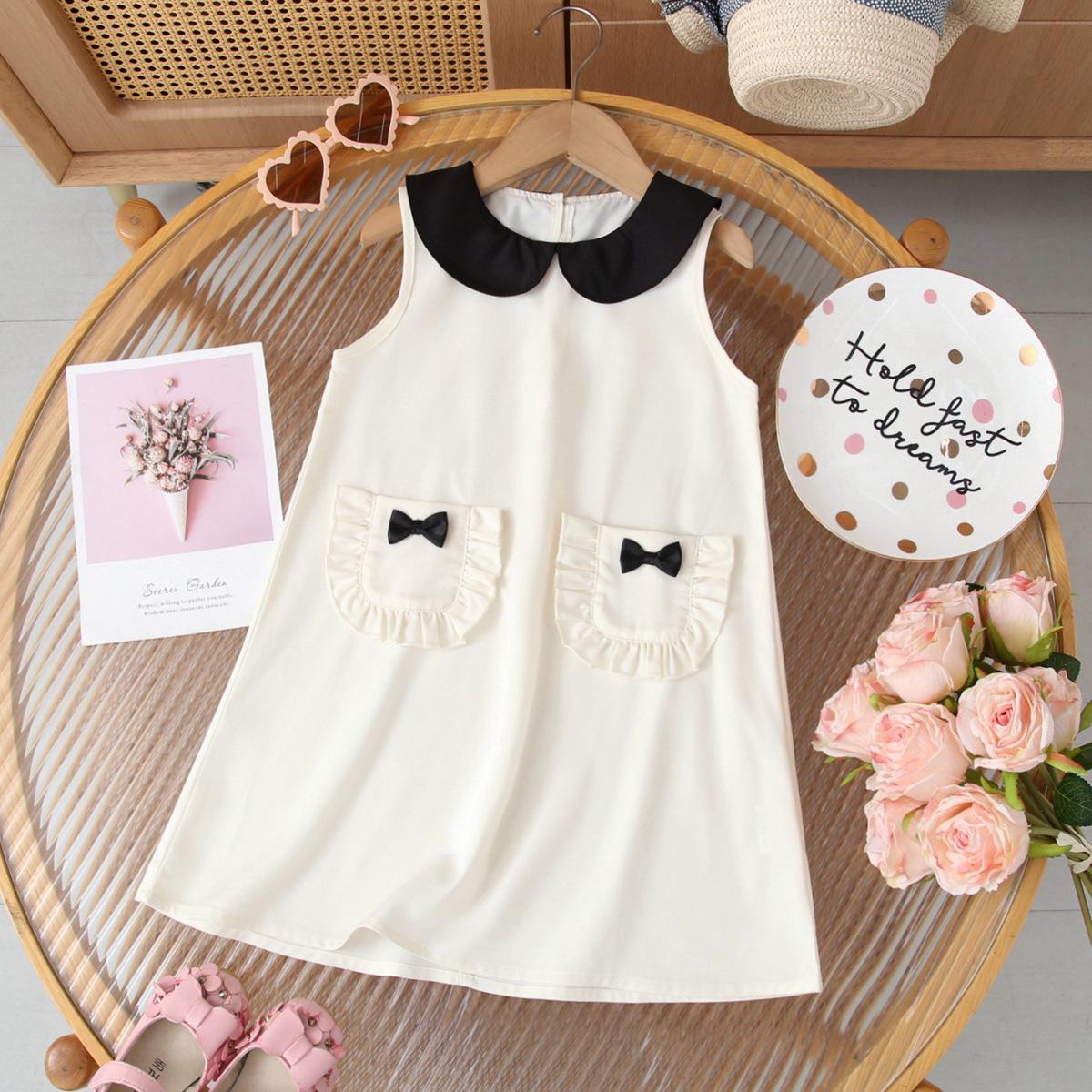 

Korean Princess Doll Collar Summer Dress – Stylish & Trendy Girl s Tank Dress 6Y/130 абрикосовый