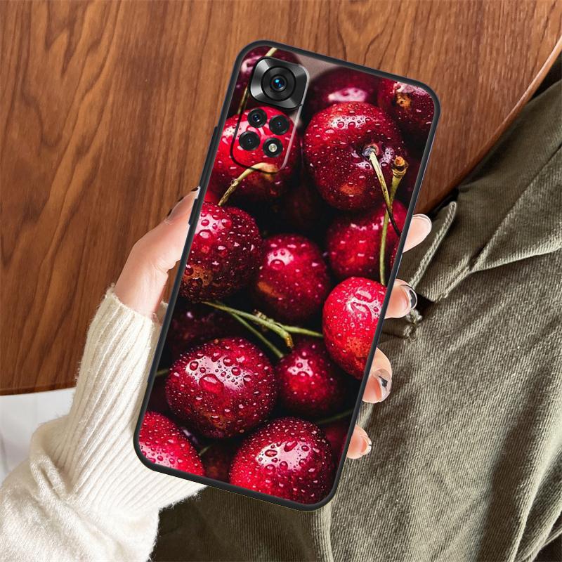 Food Fruit Red Cherry Case For Xiaomi Redmi Note 14 Pro 13 12 11 10 15 Pro Plus Redmi 15 C 13 10C 12C 14C 13C Cover