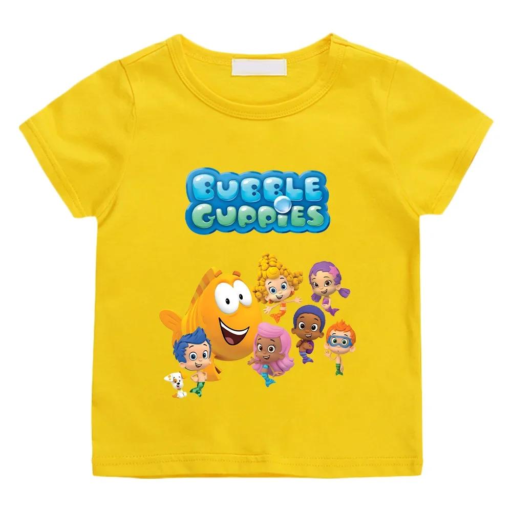 Bubble Guppies T-shirts Children's Cotton Tshirts Boys Girls Tees Kawaii Kids Tshirt Short Sleeve Top Funny Fashion Tees Clothes