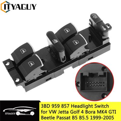 Chrome Front Left Driver Side Window Controller Switch Button for Volkswagen GTI Golf 4 MK4 Bora Beetle Passat B5 3BD 959