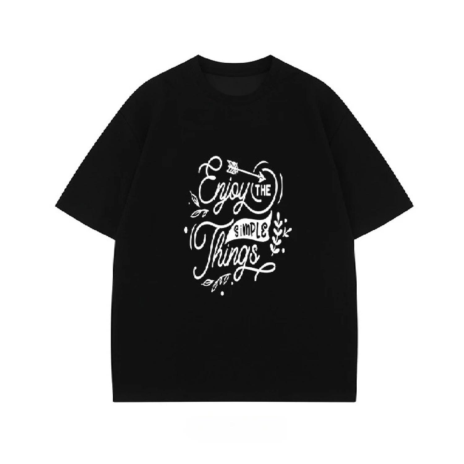 

The 2025 Summer New Cotton Fashion Pattern Printed T-shirt Is Loose Casual and Short-sleeved Suitable for Both Men and Women S чёрный