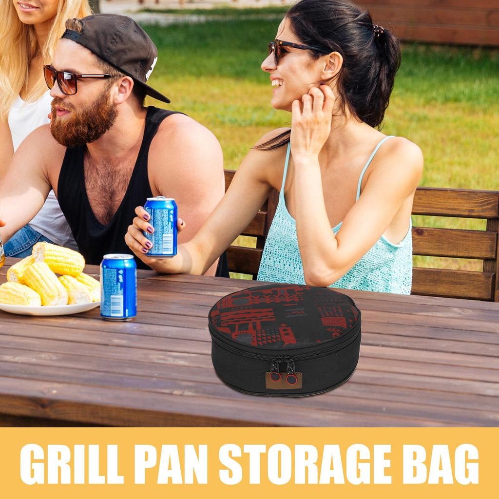 Camp-Utensil Organizer Tableware Carry Bag For Camping High Capacity Round Cookware Pouch For Barbecue Gatherings Mountaineering