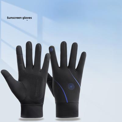 Sonnenschutzhandschuhe für Herren Sommer Outdoor Fahren Sport Angeln Dünne Rutschfeste Radhandschuhe Anti-Ultraviolett Eisseide Handschuhe
