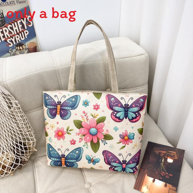 Ethnic Style Canvas Shoulder Bag With Bright Print For Daily Use