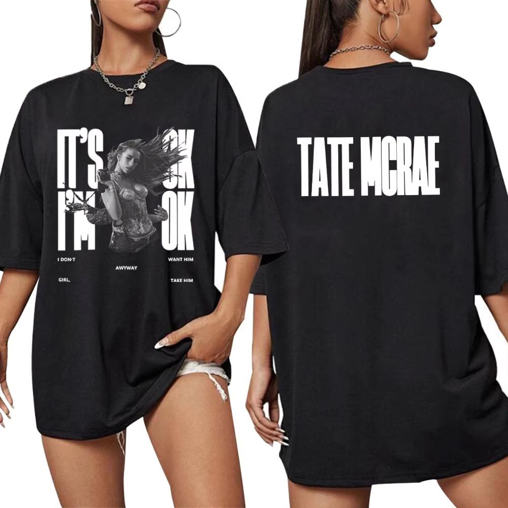 Tate McRae It s Ok I m Ok Merch T Shirt Men s Women Fashion Harajuku T-shirts Cotton Short Sleeve Oversized T Shirts Streetwear S разноцветный