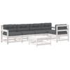 6 Piece Garden Lounge Set with Cushions White Solid Wood