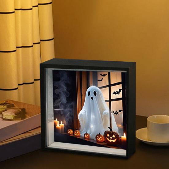 Halloween Duch Noční světlo Malování Fotorámeček 3D Plamen Hororová Panenka Svítící Album LED Stolní Dekorace Světlo do Ložnice