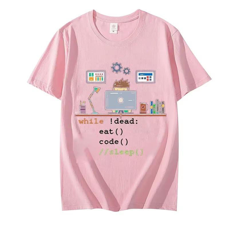 Funny Tees Computer Science Python Programmer Eat Code Sleep T Shirts Graphic Streetwear Short Sleeve Birthday Summer Tshirt