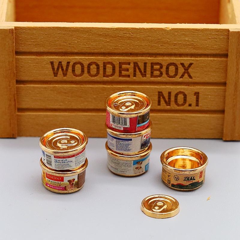 1/5Pcs 1/12 Dollhouse Simulation Pet Food Can Mini Cat Dog Food Toy Pretend Play Doll House Home Decor Accessories
