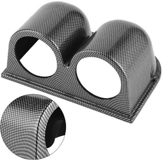 Gauge Mount Holder 52mm 2-Hole Gauge Pod Carbon Fiber Car Meter Stand for Tachometer Voltage Temperature Meters