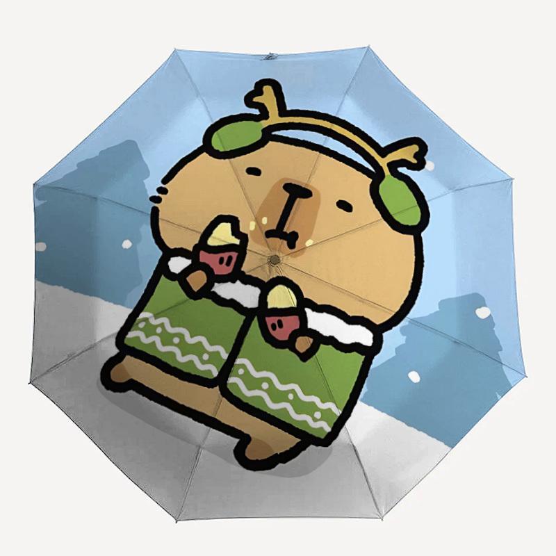 

1pc Winter Festive Capybara Umbrella - Portable Home Essential, Durable Iron Frame with Rod Structure, Fashion Lovers yy250910035