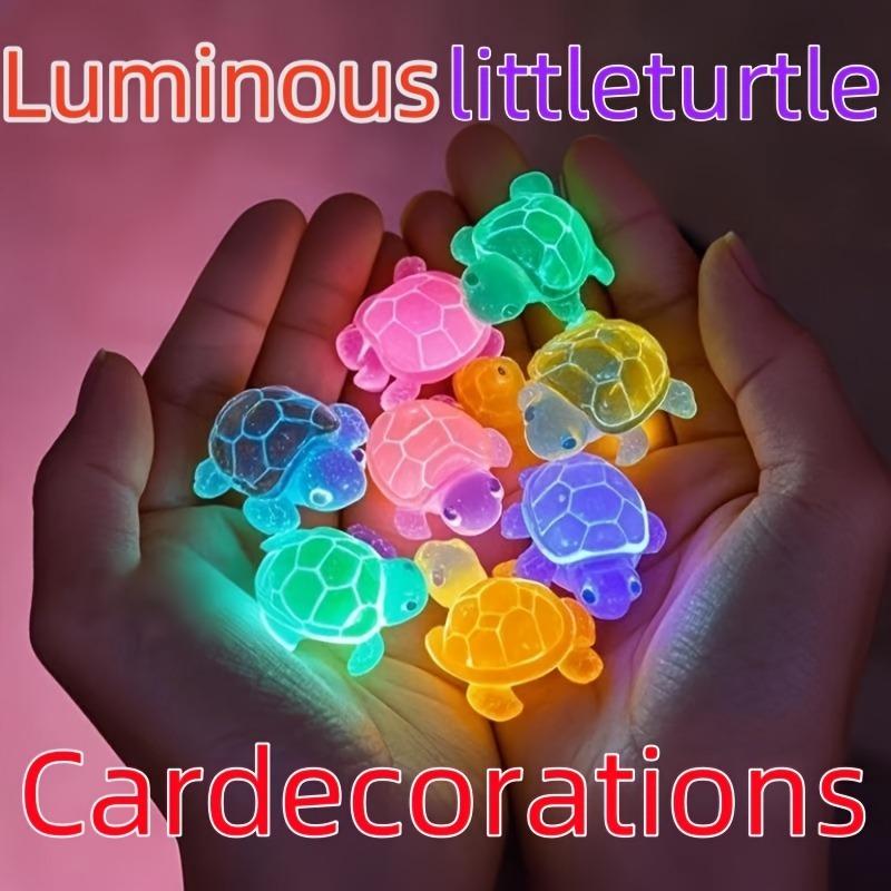 

30 шт. светящаяся мини-статуэтка черепахи из смолы, милый набор маленьких черепах, ручная работа DIY (10 случайных цветов) 30PCS