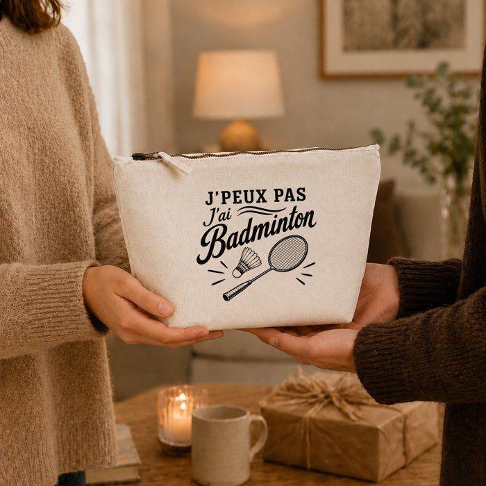 Trousse de toilette - PLANETEE - J’peux pas minimaliste (Badminton) - Beige - 100% coton - 3 L