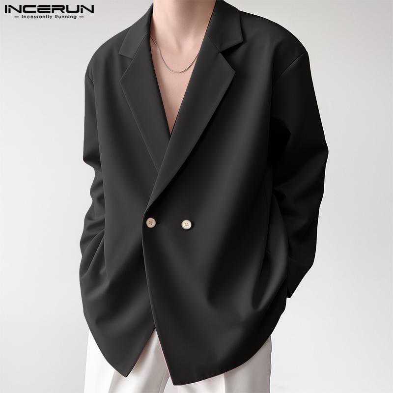 INCERUN Men Lapel Neck Long Sleeve One Buttons Casual Loose Thin Blazer Coats